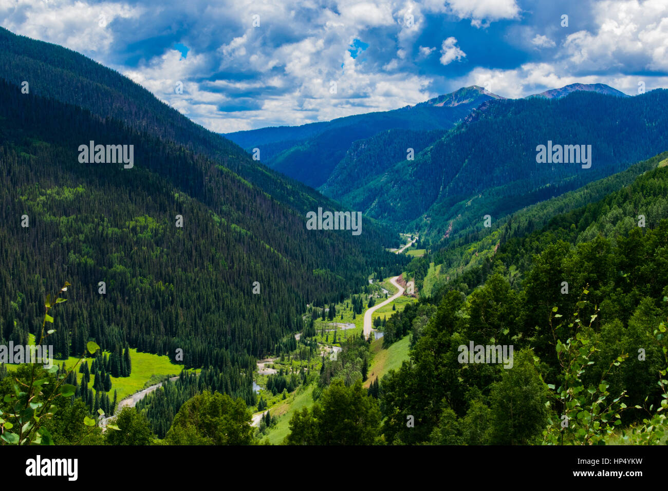 A Beautiful Mountainous Valley Road Stock Photo Alamy