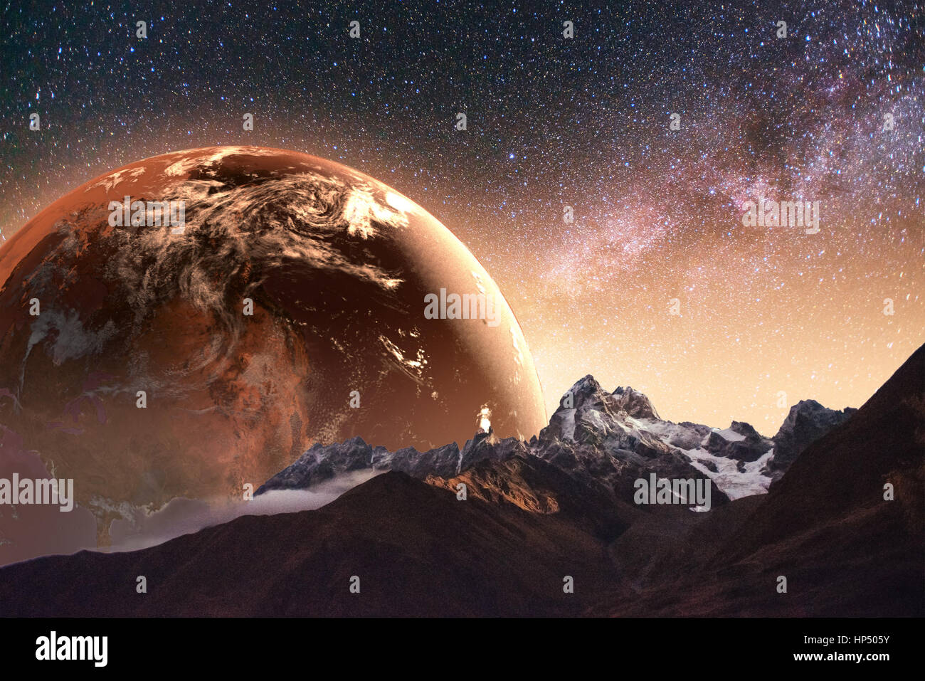 Realistic 3D Earth Lyustration. Courtesy of NASA. Fantastic star Stock Photo