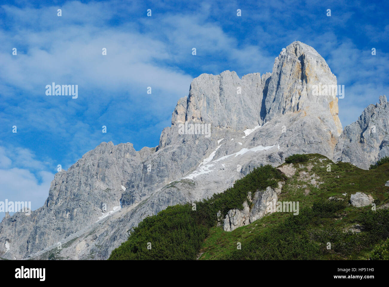 Dachstein-Gebirge, View to the summit Große Bischofsmütze, Tennengau ...