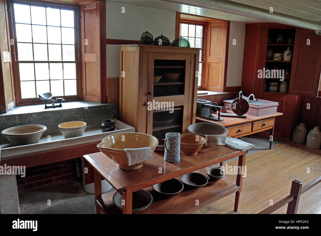 The kitchen in the Brick Dwelling in the Hancock, Massachusetts, United States. Stock Photo