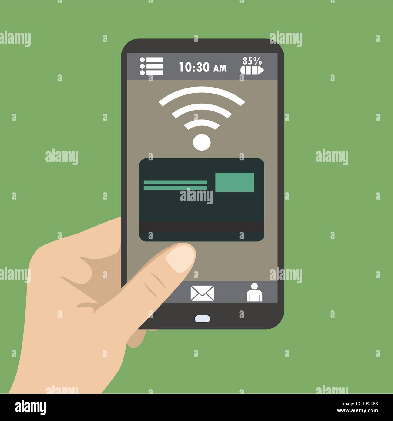 Flat Design Style Vector Illustration Of Modern Smartphone With Processing Of Mobile Payments From Credit Card On The Screen Near Field Communication Stock Vector Image Art Alamy