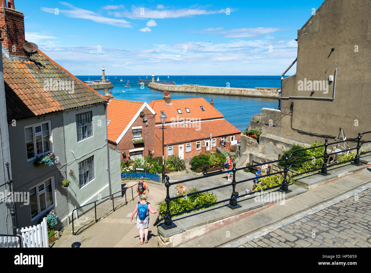 A view from the 199 steps climb in Whitby, Yorkshire, UK Stock Photo ...