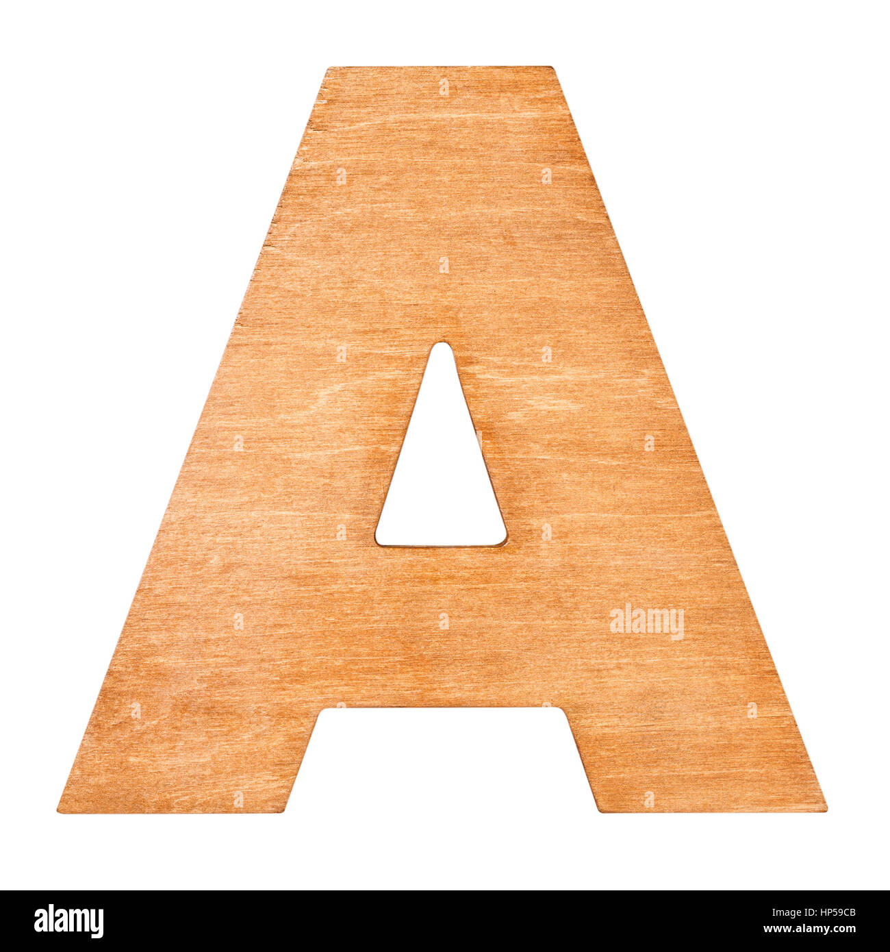 Old wooden letter A on wooden background. One of full alphabet wooden
