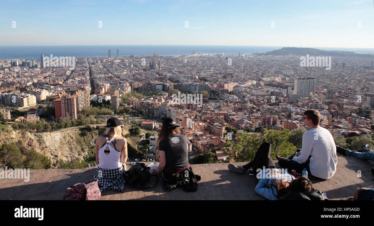 Barcelona urbanism seen from nearby hills Stock Photo