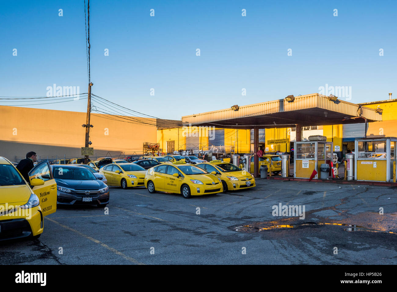 Yellow cab depot, Vancouver, British Columbia, Canada Stock Photo Alamy