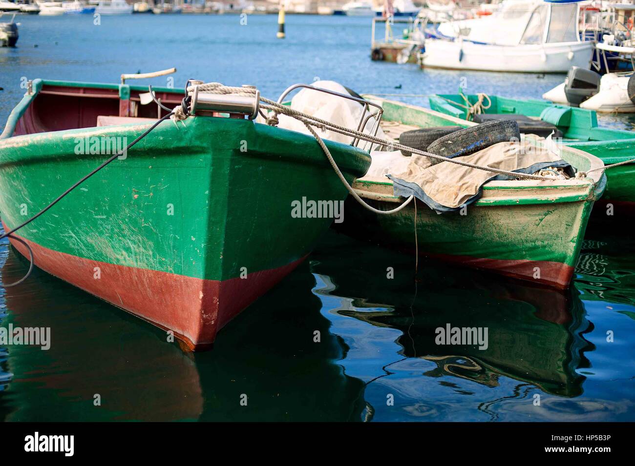 fishing boats in harbour Stock Photo - Alamy