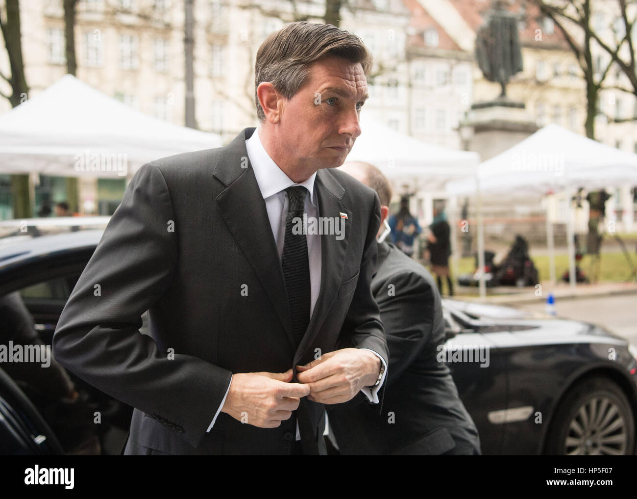 Munich, Germany. 18th Feb, 2017. The Slovenian president Borut Pahor arrives at the security conference in Munich, Germany, 18 February 2017. The Munich Security Conference will take place between the 17th and the 19th of February 2017. Photo: Matthias Balk/dpa/Alamy Live News Stock Photo
