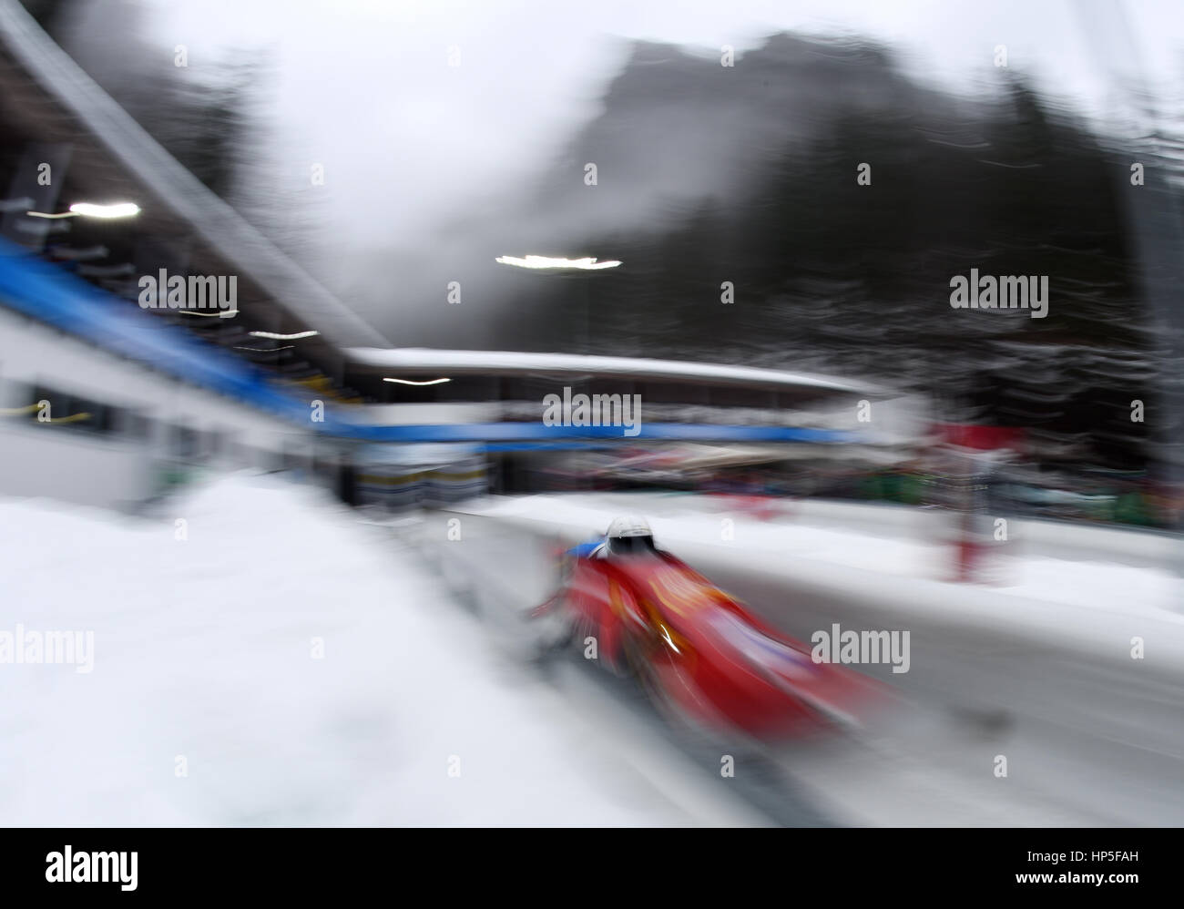 Schoenau Am Koenigssee, Germany. 18th Feb, 2017. The bobsleigh athletes Patrick Baumgartner and Constantino Ughi from Italy during the first round of the Bobsleigh and Skeleton World Championships in Schoenau Am Koenigssee, Germany, 18 February 2017. The world championships take place between the 13 and 26 February 2017. Photo: Angelika Warmuth/dpa/Alamy Live News Stock Photo