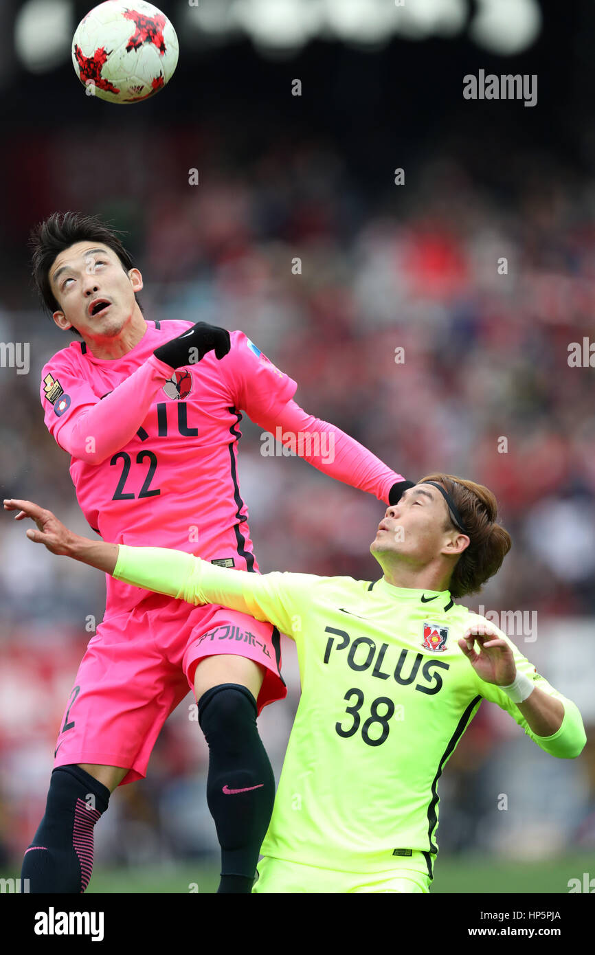 Kanagawa Japan 18th Feb 17 L To R Daigo Nishi Antlers Daisuke Kikuchi Reds Football Soccer Fuji Xerox Super Cup 17 Match Between Kashima Antlers3 2 Urawa Red Diamonds At Nissan Stadium In