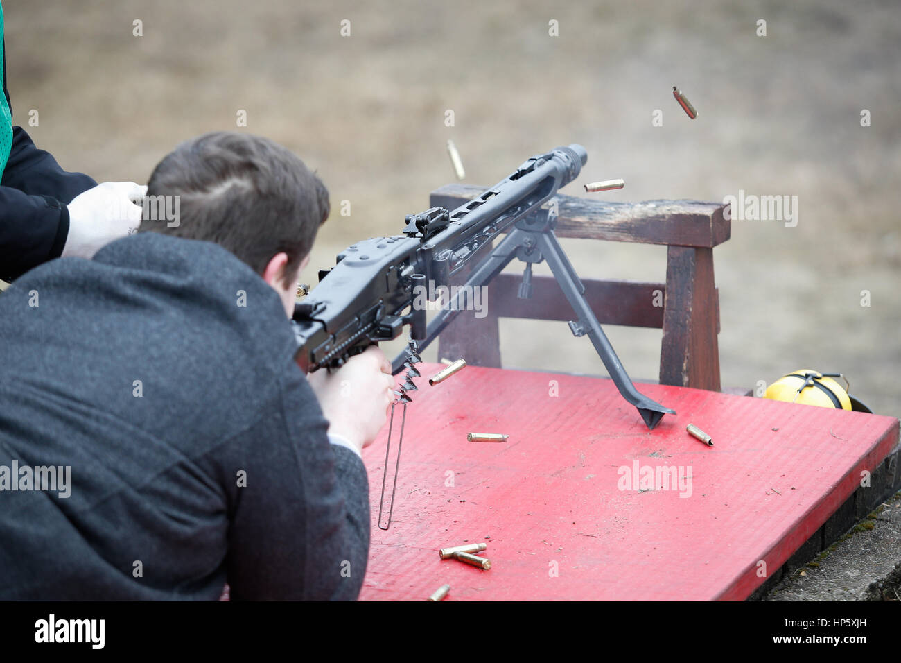 Bydgoszcz, Poland. 19th Feb, 2017. People are seen attending a Shooting Picnic, an open day at the firing range on 19 February, 2017. Credit: Jaap Arriens/Alamy Live News Stock Photo
