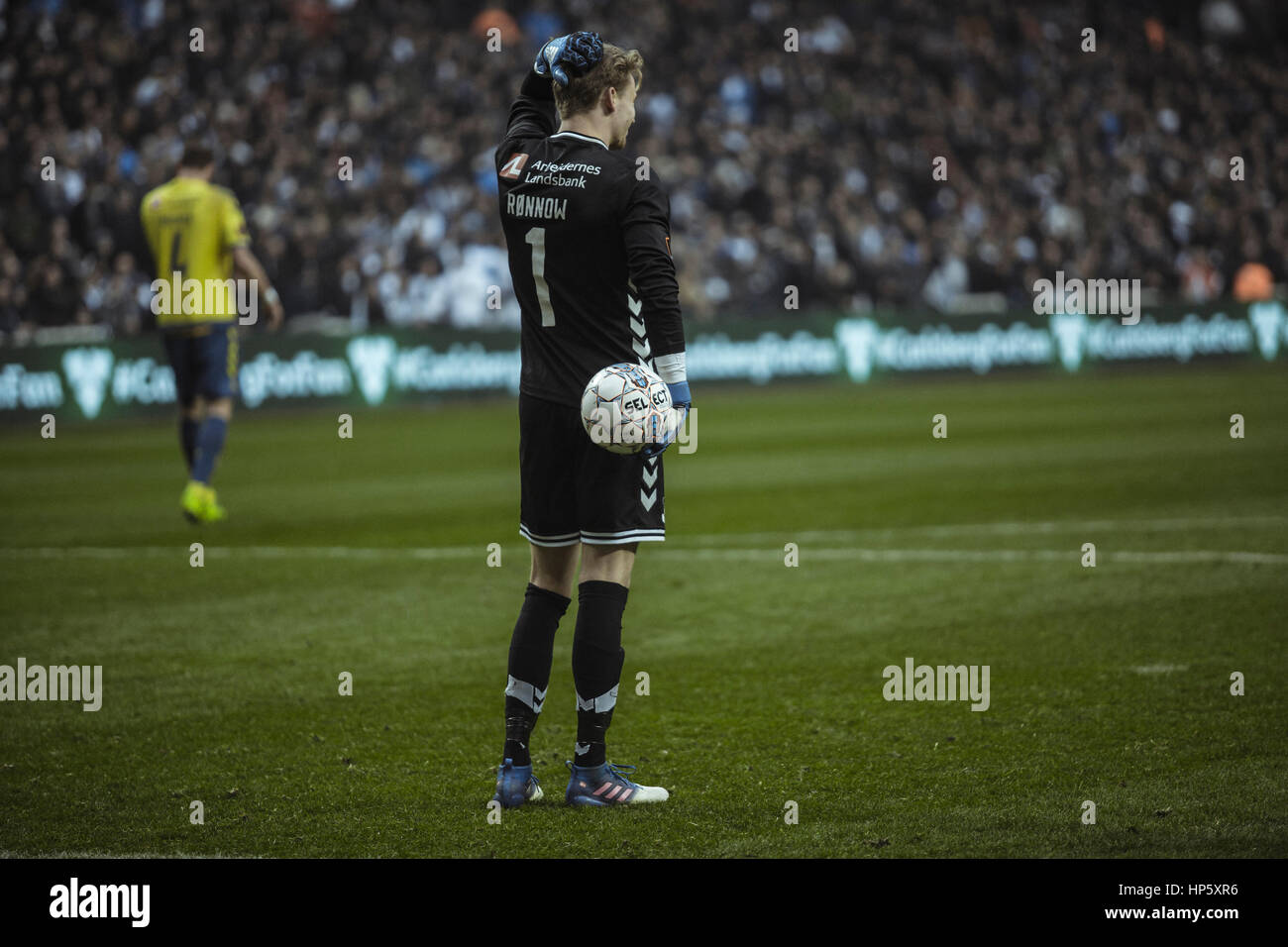 Denmark, Copenhagen, February 19th 2017. Brøndby IF goalkeeper Frederik Rønnow (1) seen during the ALKA Superliga match against the rivals from Brøndby IF at Telia Parken. The match ended 0-0 and is known as the New Firm derby. Stock Photo