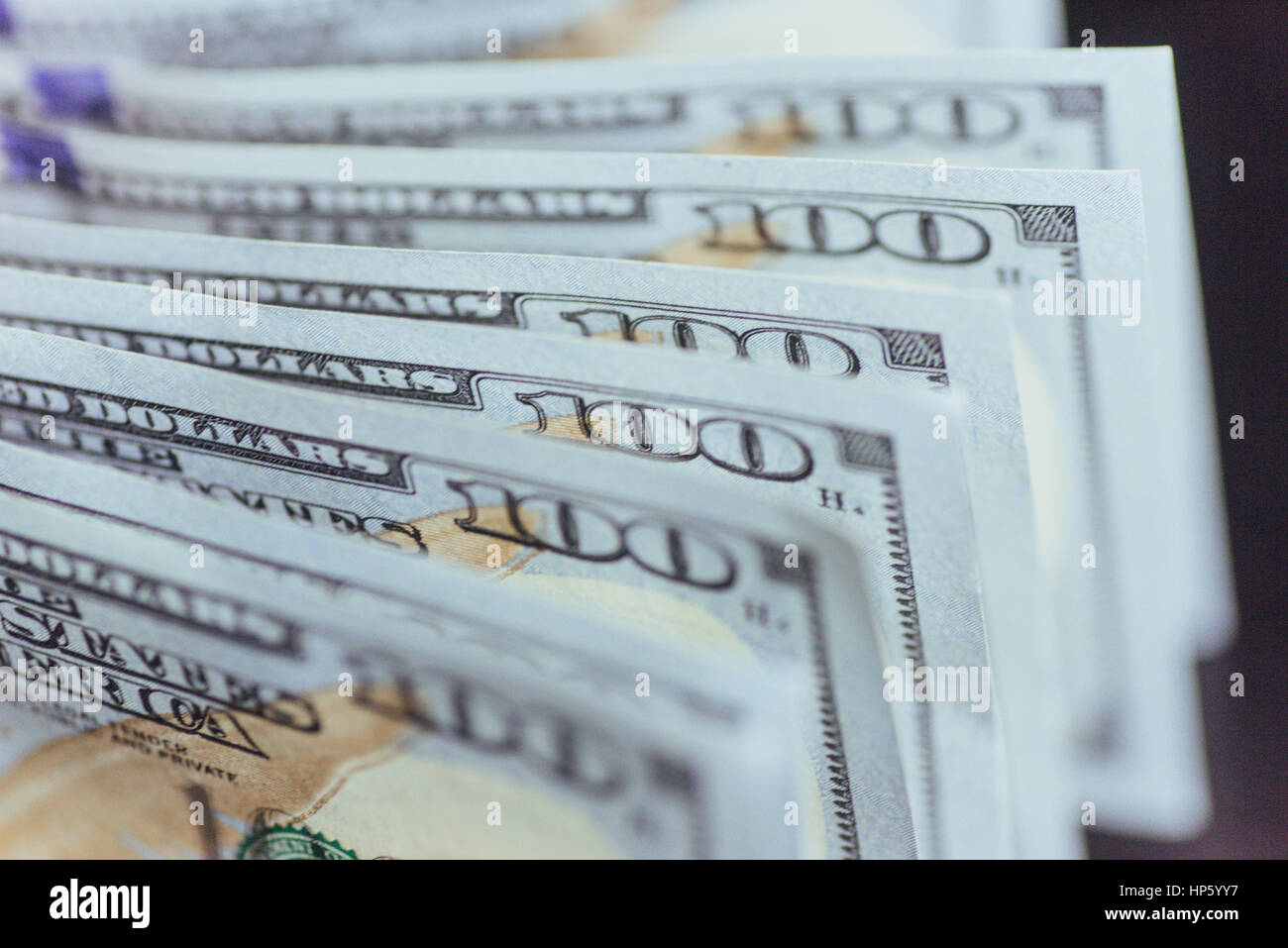 American Dollars. One Hundred Dollar Banknotes, 100  Stock Photo