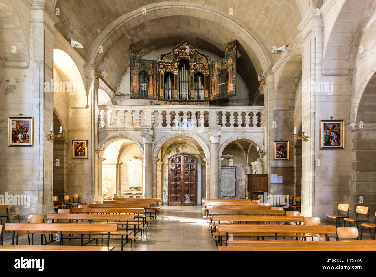 Interior of the ancient Cathedral of Sant'Antonio Abate, Castelsardo, Sassari, gulf of Asinara , Sardinia, Italy Stock Photo