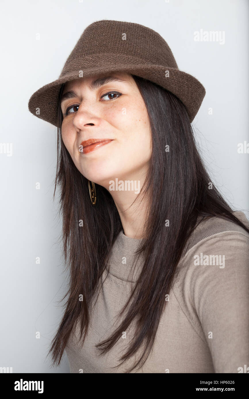 Smiling woman portrait isolated on background Stock Photo