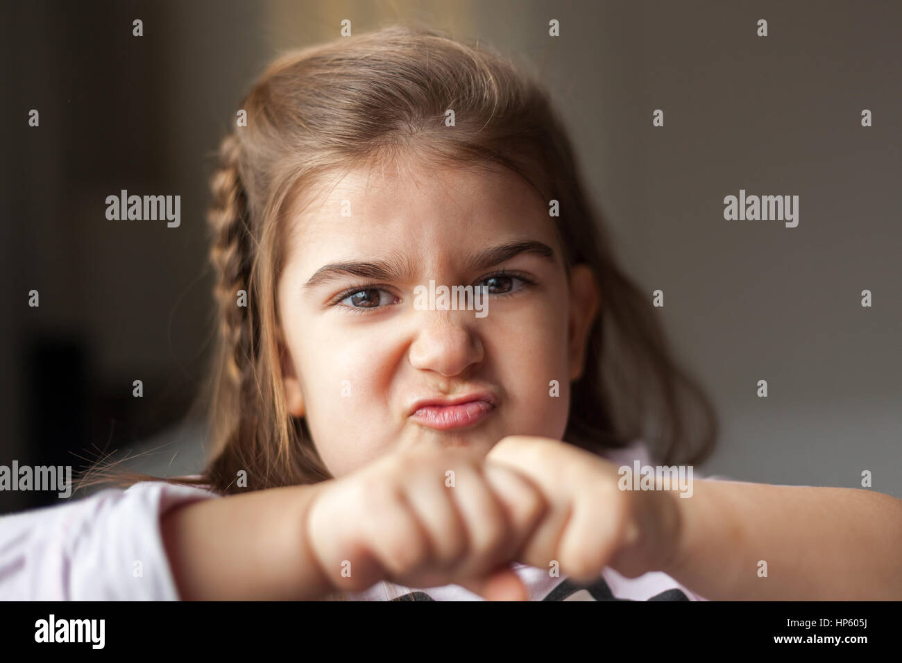 girl with a silly expression Stock Photo
