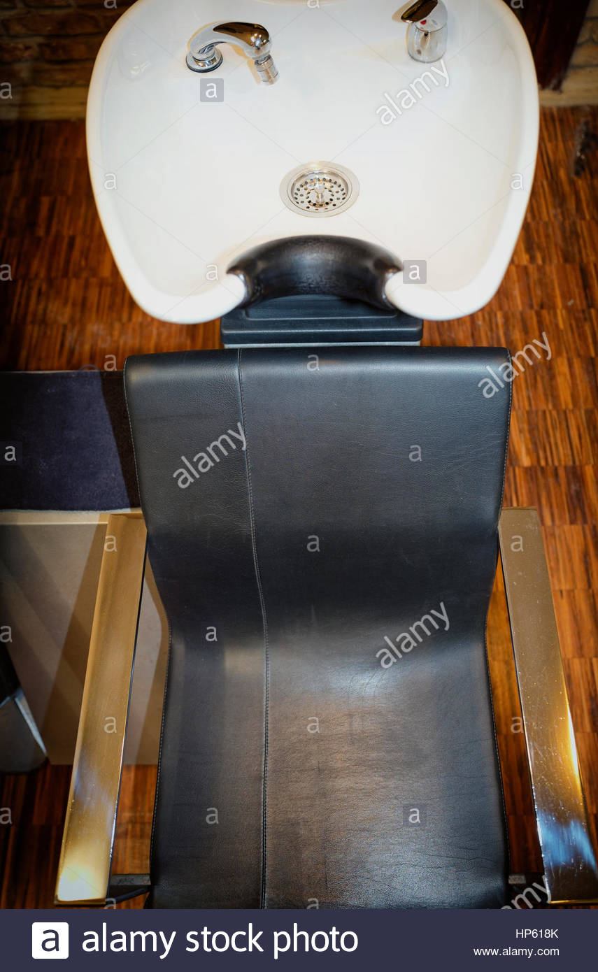Hairdresser Sink Washing Basin Hairdressing Chairs Stock Photo