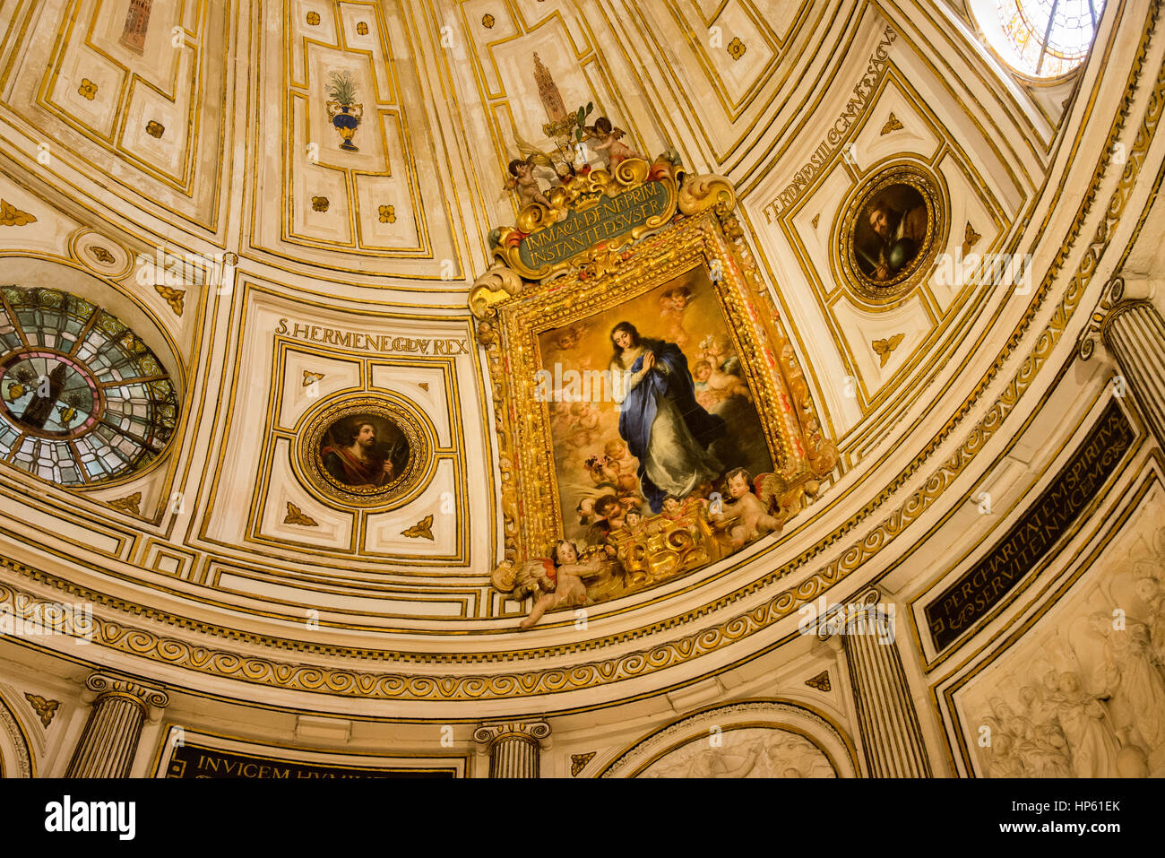 ceiling of sala capitular of girlada cathedral in sevilla spain Stock Photo
