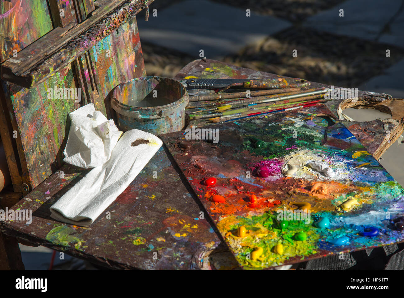 colourfull palette of painter Stock Photo