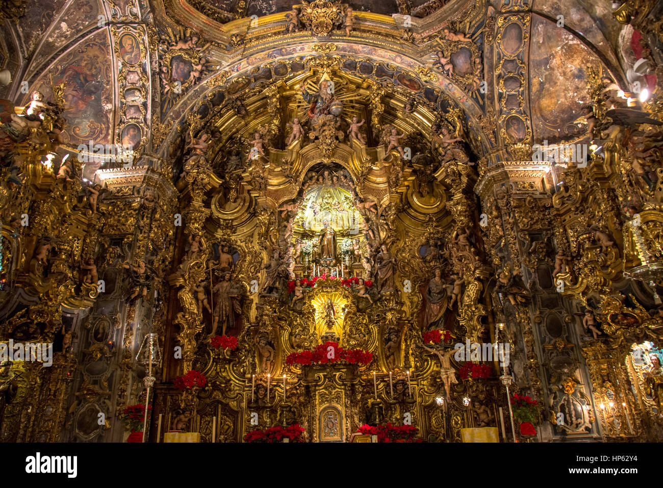 ornated interior of san jose capilla or church in Sevilla, Spain Stock Photo