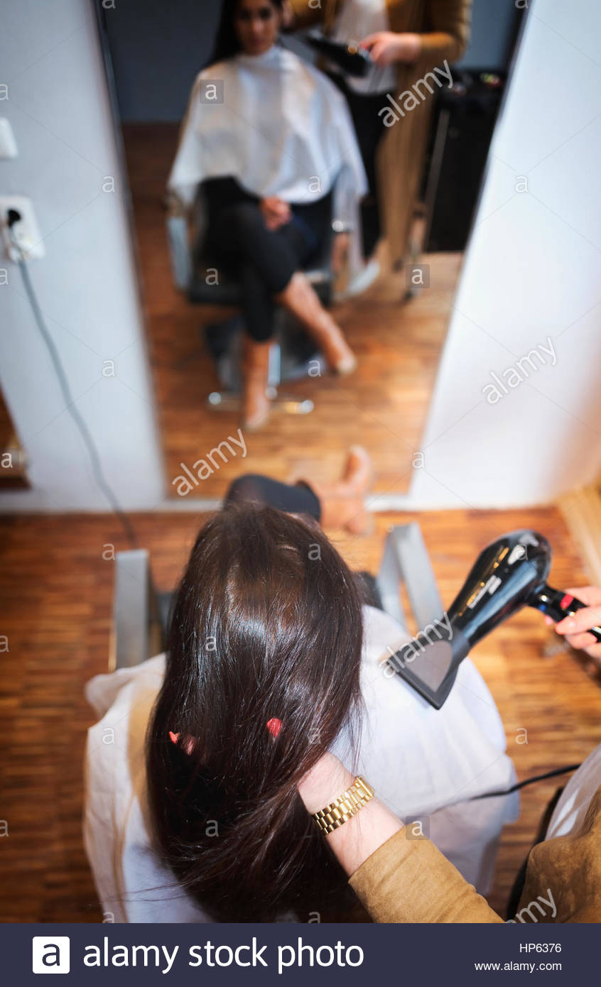Hair Dryer Drying Hair Styling Stylist Hairdresser Stock Photo