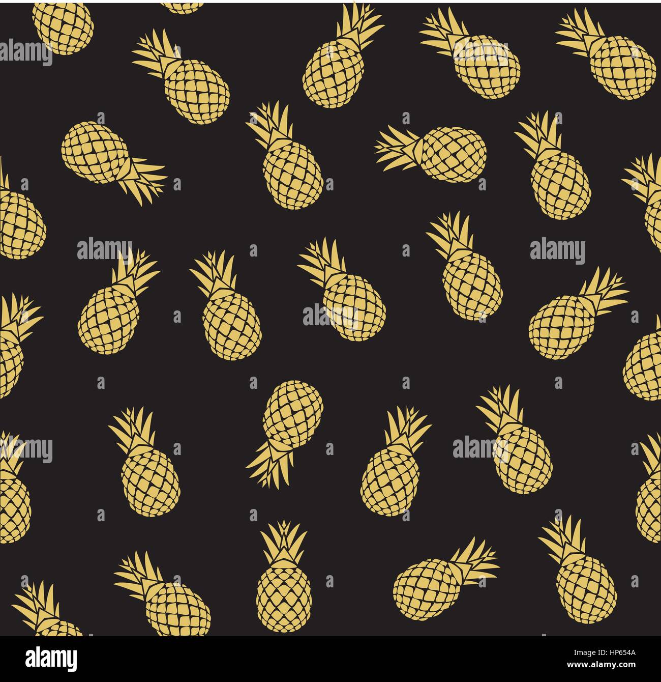 vector illustration of seamless golden pineapple background Stock ...