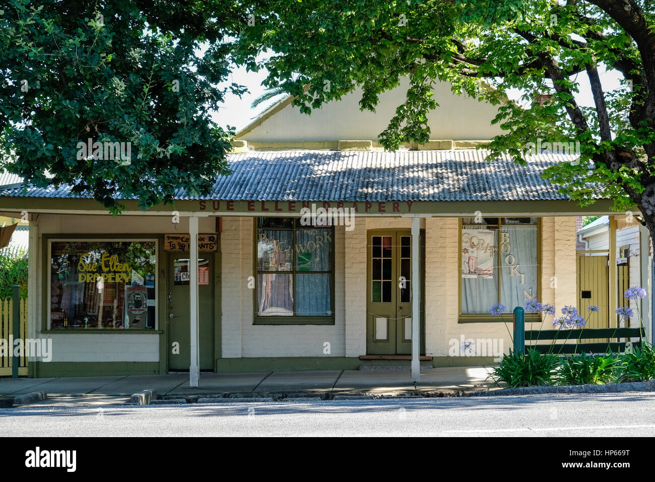 Main Street of historic town of Yackandandah, Victoria, Australia Stock Photo