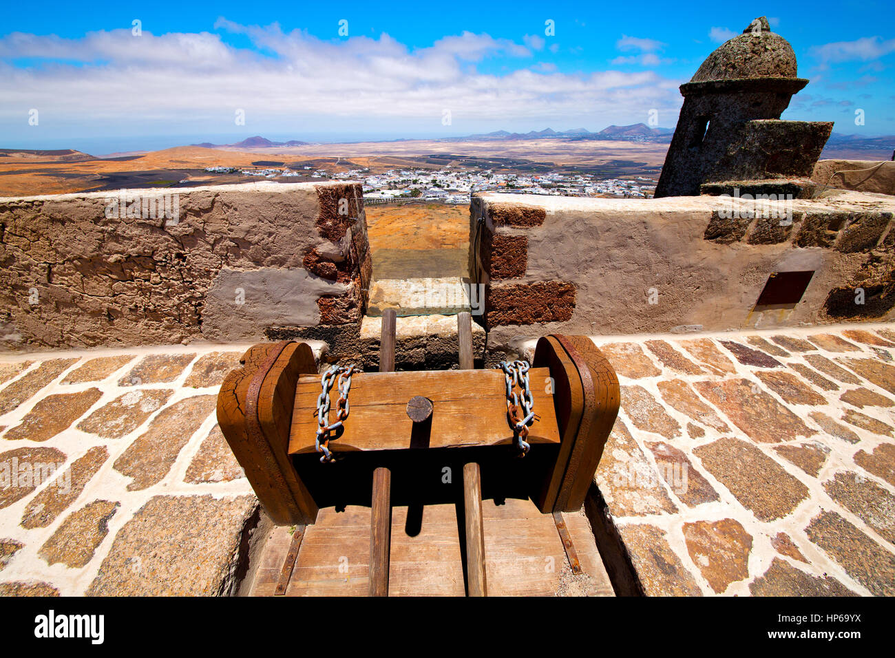 winch house castillo de las coloradas lanzarote spain the old wall