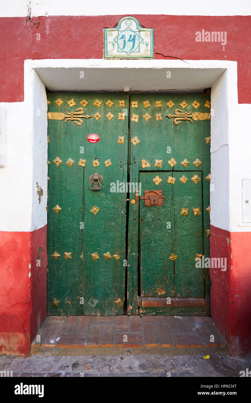 Ancient Door in Guadix province of Granada, Granada, Andalusia, Spain, Europe Stock Photo