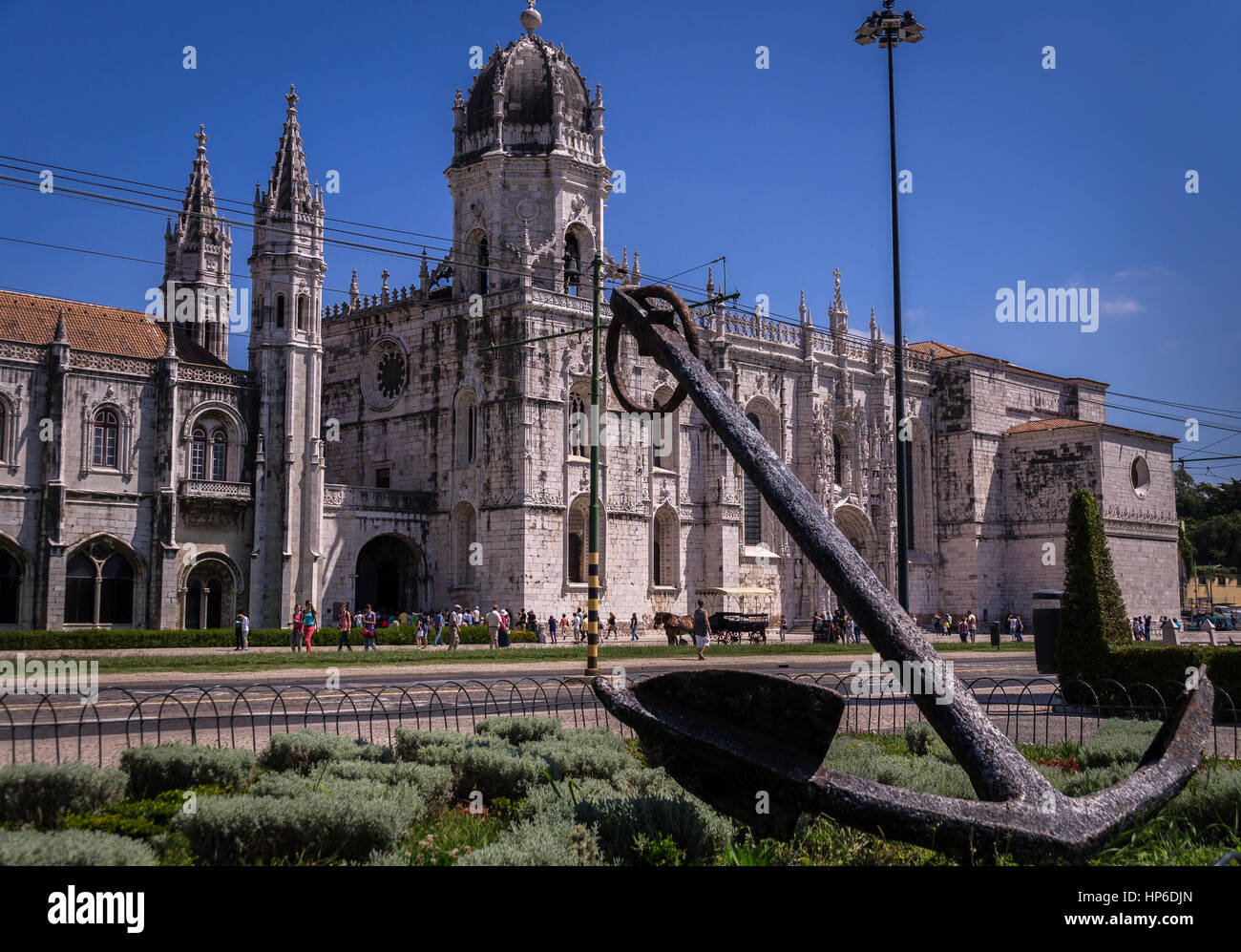 Ship ancor in front of Jeronimos Monastery in Lisbon, Portugal. Stock Photo