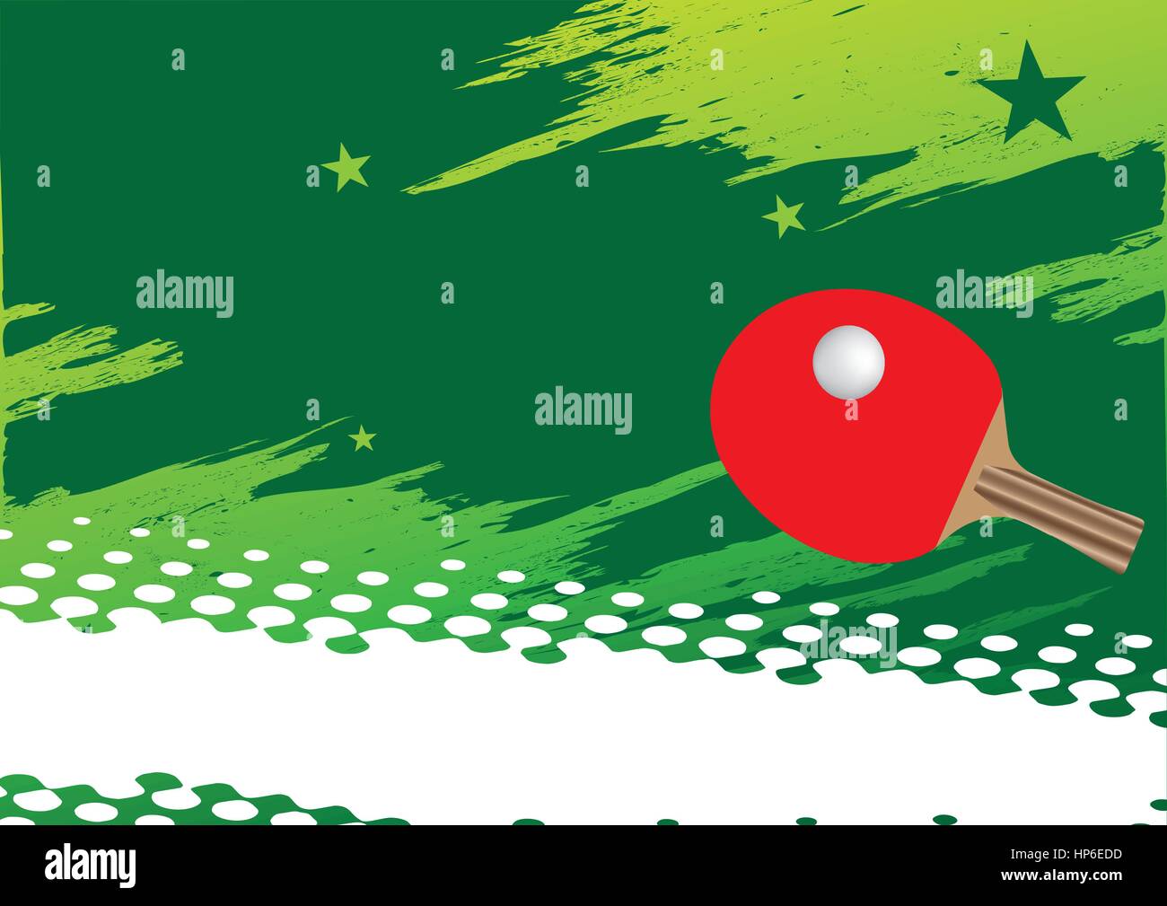 Abstract horizontal table tennis banner.Red tennis racket Stock Vector