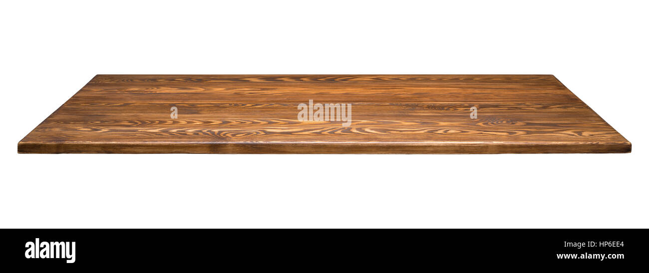Brown wooden tabletop isolated on white Stock Photo Alamy