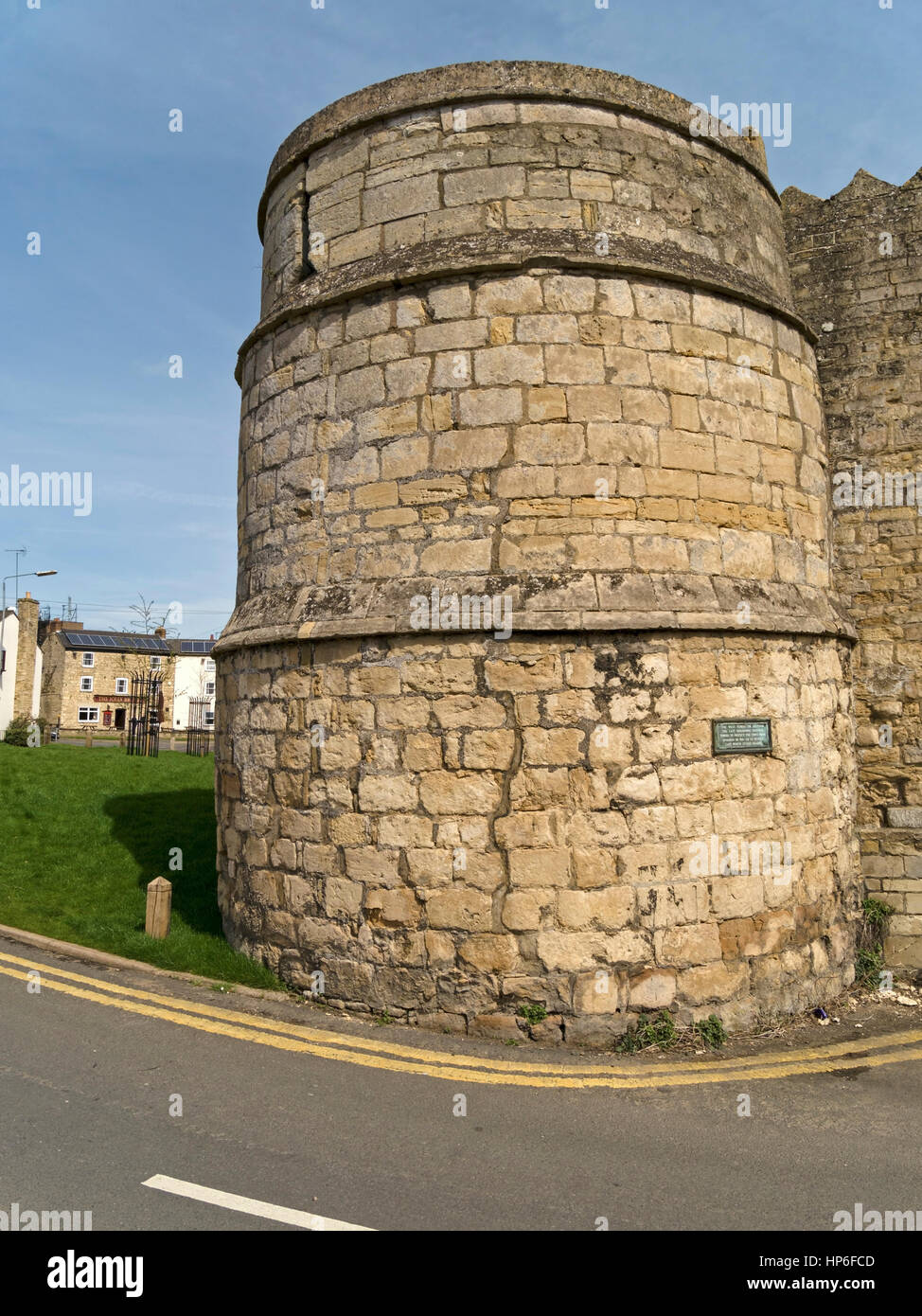 The only remaining stone town wall bastion tower, St Peter's Gate, Stamford, Lincolnshire, England, UK Stock Photo