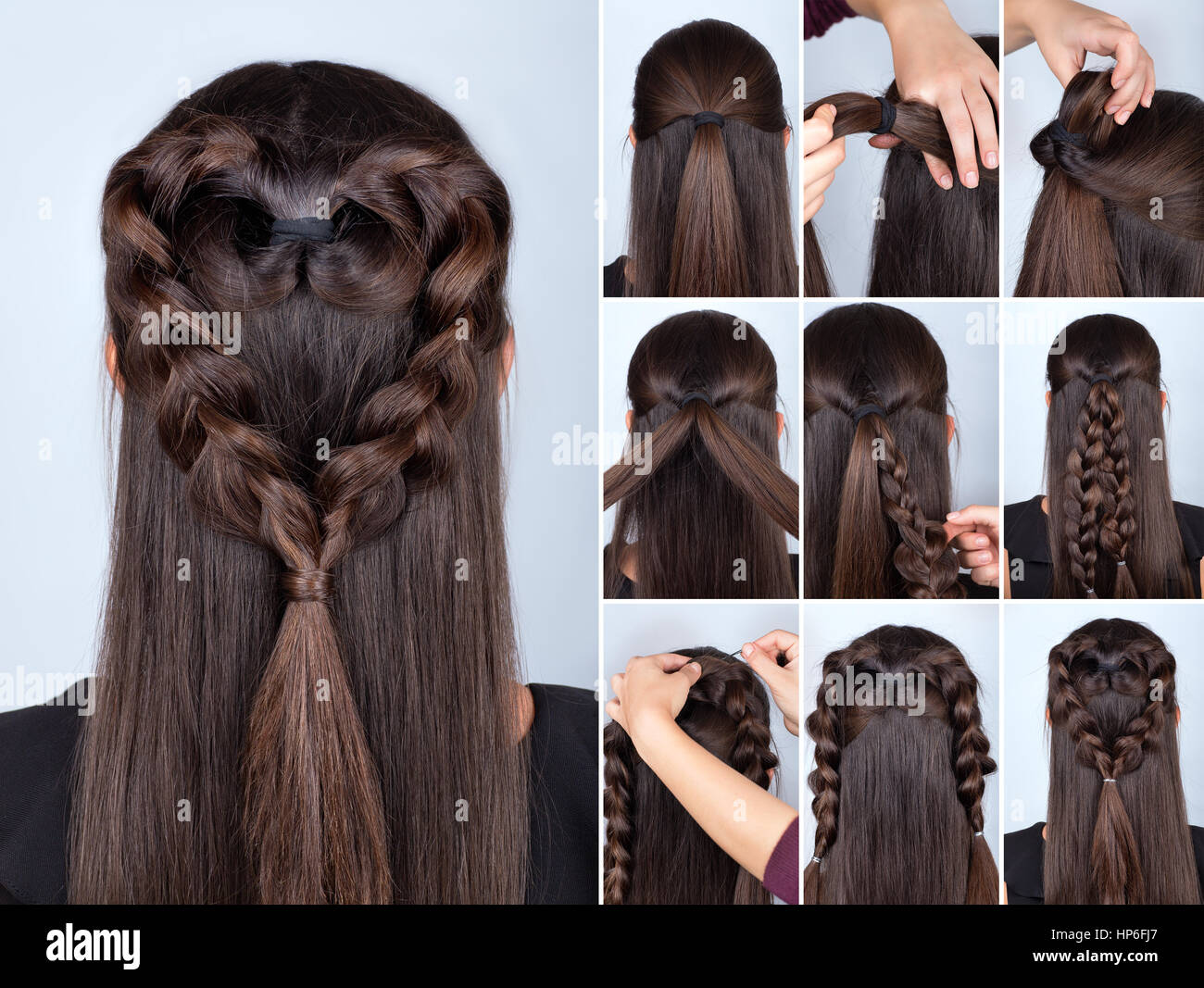 simple braid hairstyle heart tutorial. Hairstyle for long hair for Valentine's Day. Hairstyle. Tutorial. Hair model Stock Photo - Alamy simple braid hairstyle heart tutorial. Hairstyle for long hair for Valentine's Day. Hairstyle. Tutorial. Hair model Stock Photo - Alamy