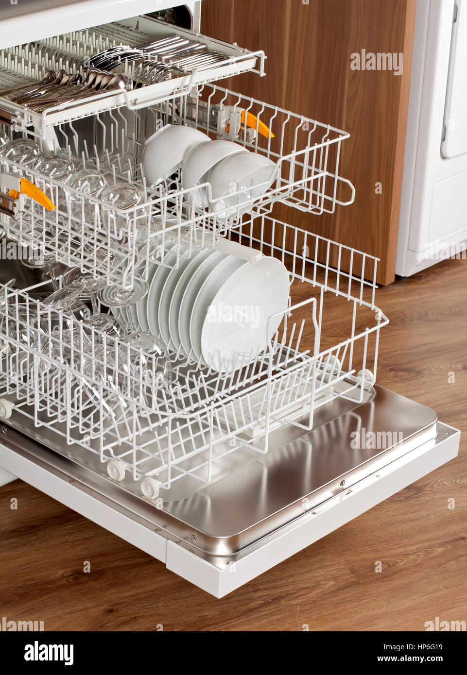 Picture of an opened dishwasher in the kitchen Stock Photo Alamy