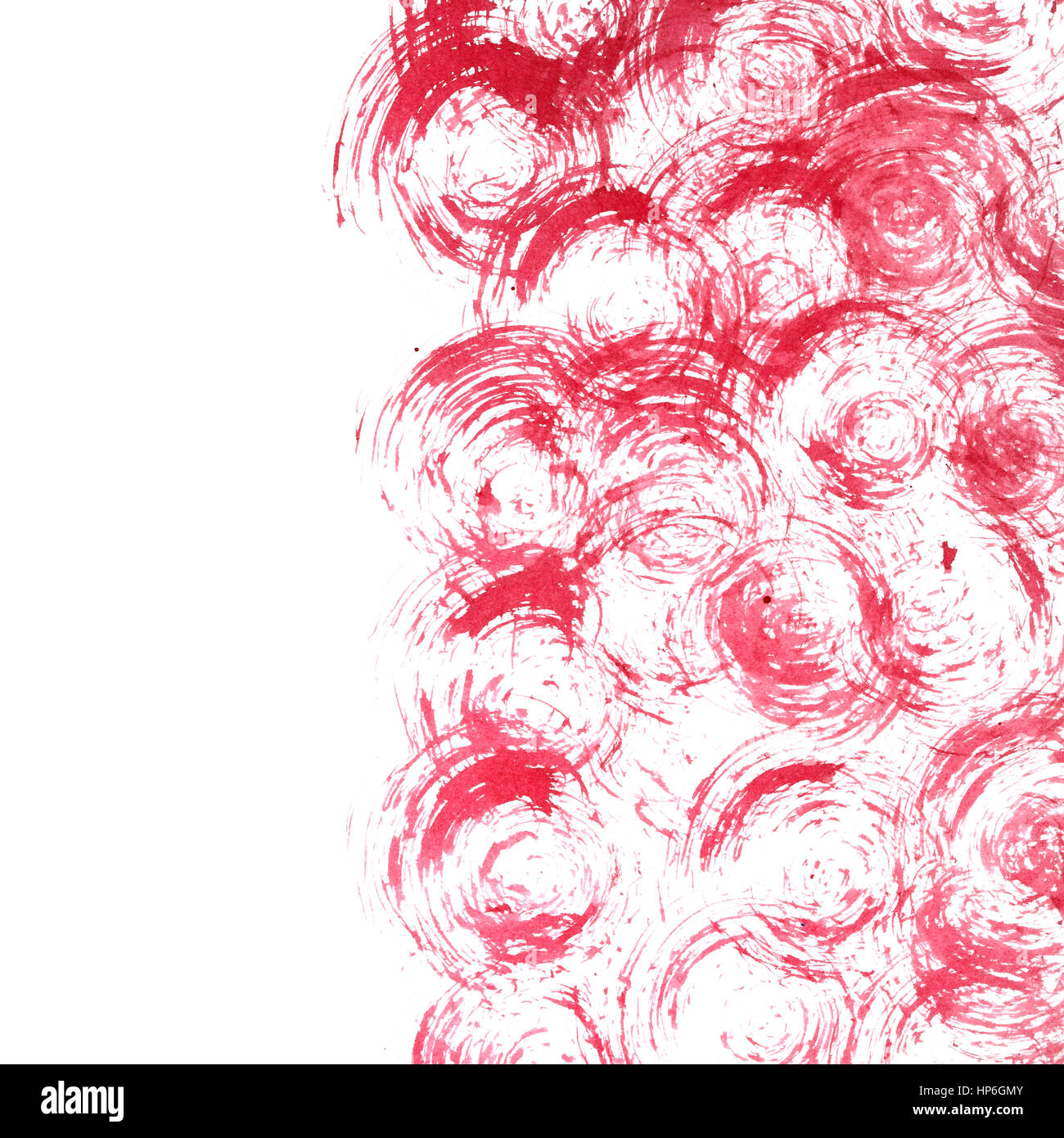 Red ink texture with curls over white background -- raster illustration Stock Photo
