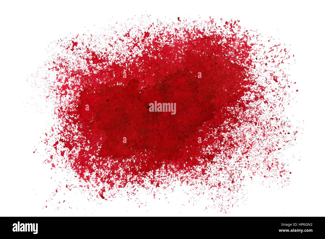 Sprayed red stain. Grunge abstract background. Space for your own text. Raster illustration Stock Photo