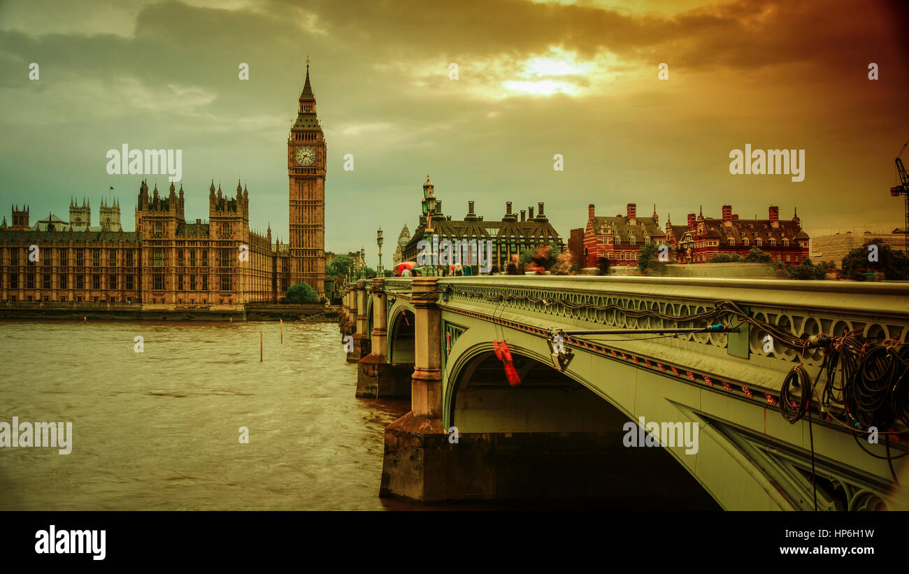 LONDON, UK APRIL Westminster Bridge near Big Ben and Parliament