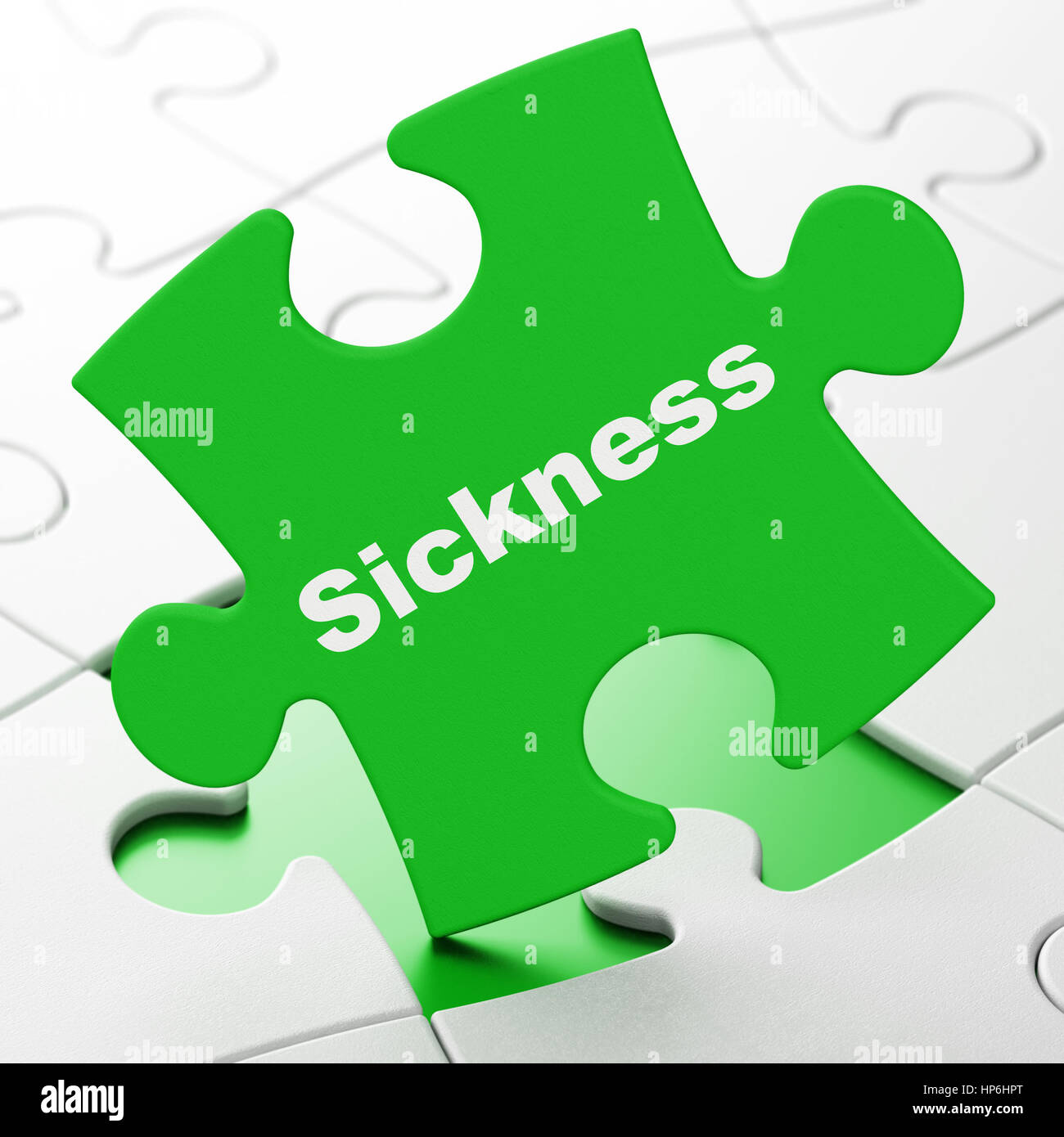 Healthcare concept: Sickness on Green puzzle pieces background, 3D