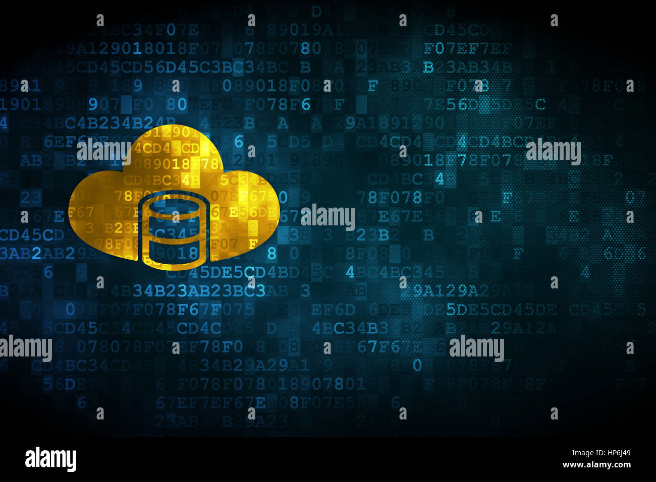 Software concept: pixelated Database With Cloud icon on digital ...
