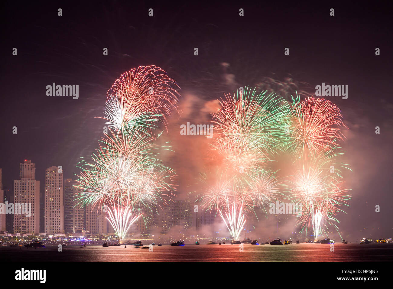 The 45th UAE National Day celebration fireworks in Dubai Marina. United