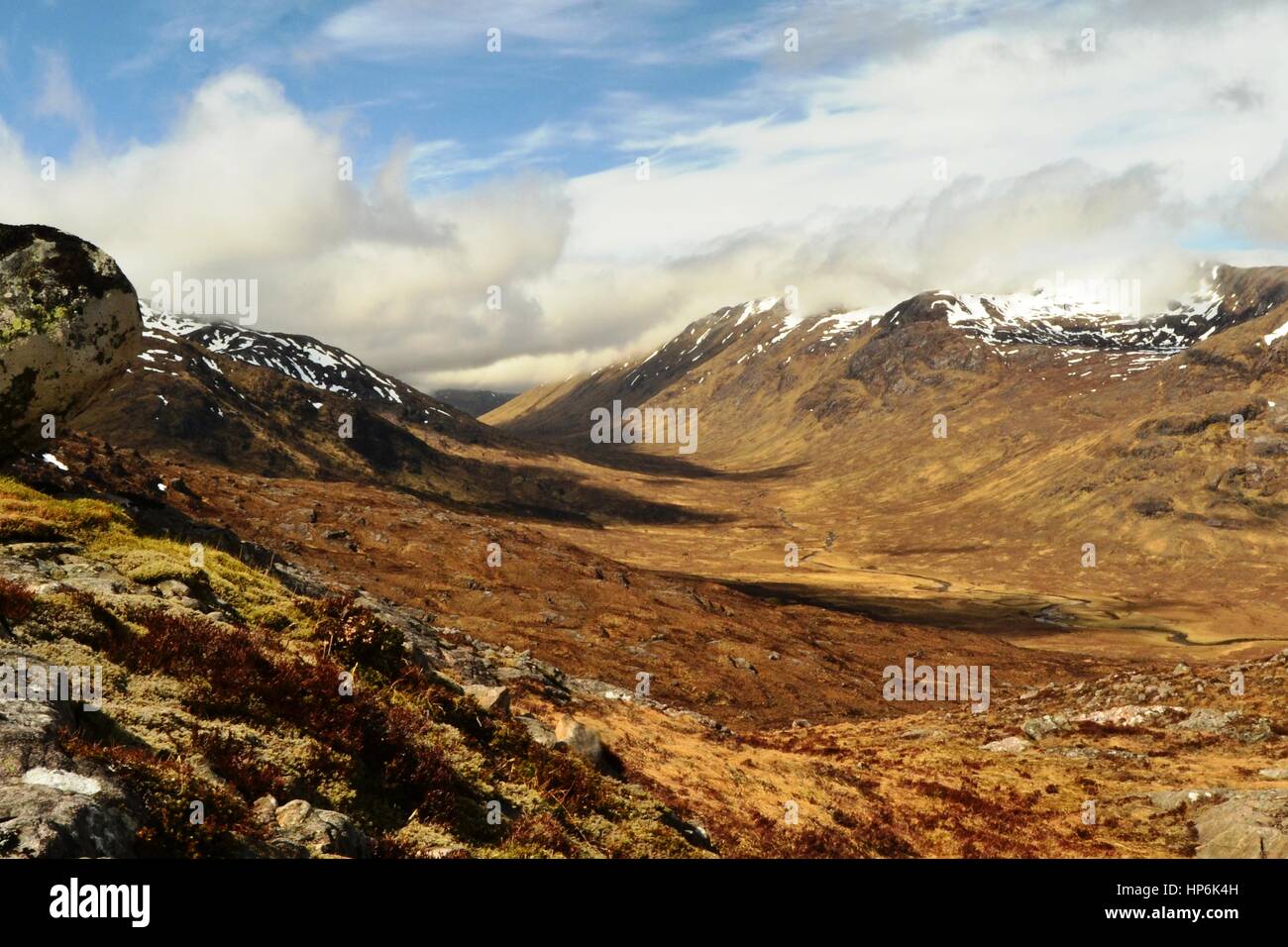 View into Glen Loyne on a clear spring day in the West Highlands of Scotland Stock Photo