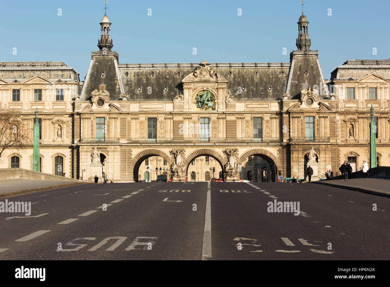 Paris,France - January 19 2017 :Street of Paris.almost every street of Paris full of historical architectures and landmarks.People walk in  boulevards Stock Photo