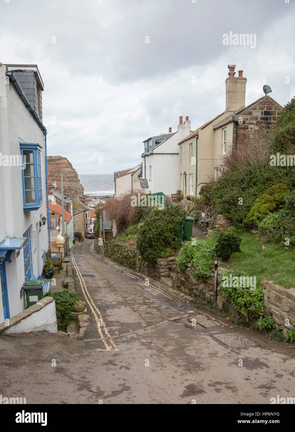 Path leading down to the fishing village of Staithes,North Yorkshire,England,UK Stock Photo