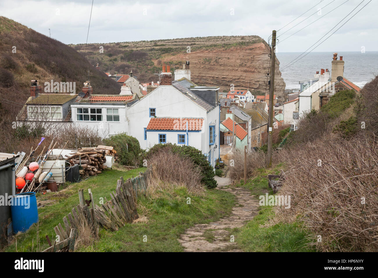 Pathway leading down to Staithes,North Yorkshire,England,UK Stock Photo