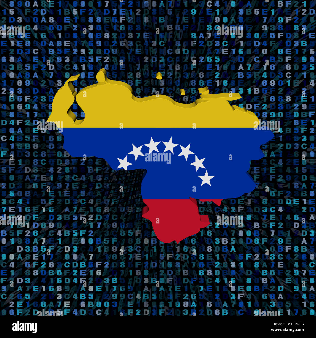 Venezuela map flag on hex code illustration Stock Photo - Alamy