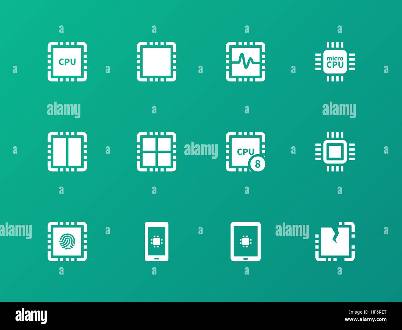 Central Processing Unit icons on green background Stock Vector Image ...