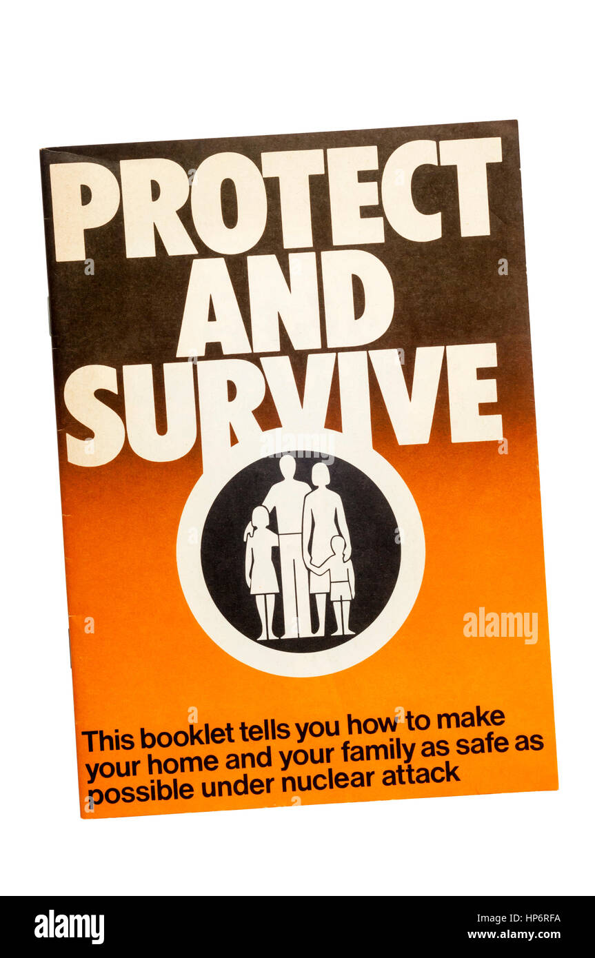 An original copy of Protect and Survive, a government booklet of advice on surviving a nuclear attack.  Issued during the 1970s and 1980s. Stock Photo