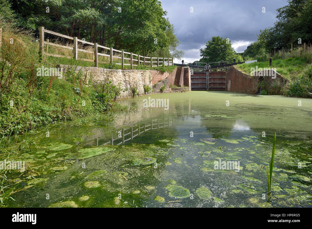 Griffin's Mill Lock on Thames & Severn Canal Brimscombe, Stroud, Gloucestershire Stock Photo