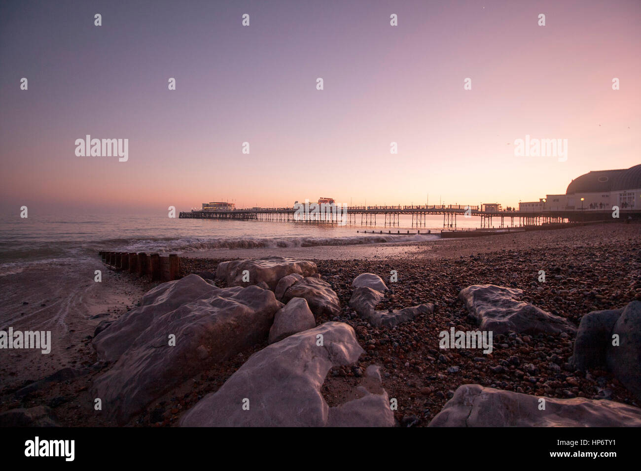 Sunset above Worthing Pier Stock Photo