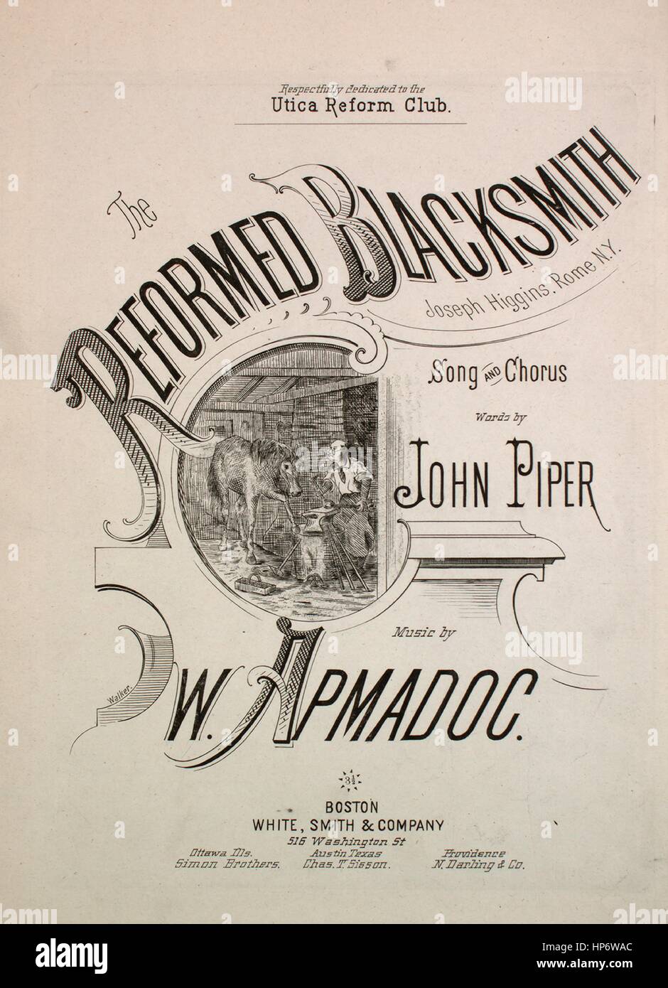 Sheet music cover image of the song 'The Reformed Blacksmith Joseph ...